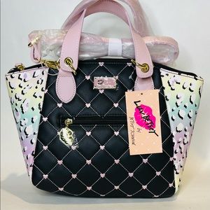 Betsey Johnson LBKINLEY Cheetah Satchel Purse Handbag Pink/Wht & Black NWT